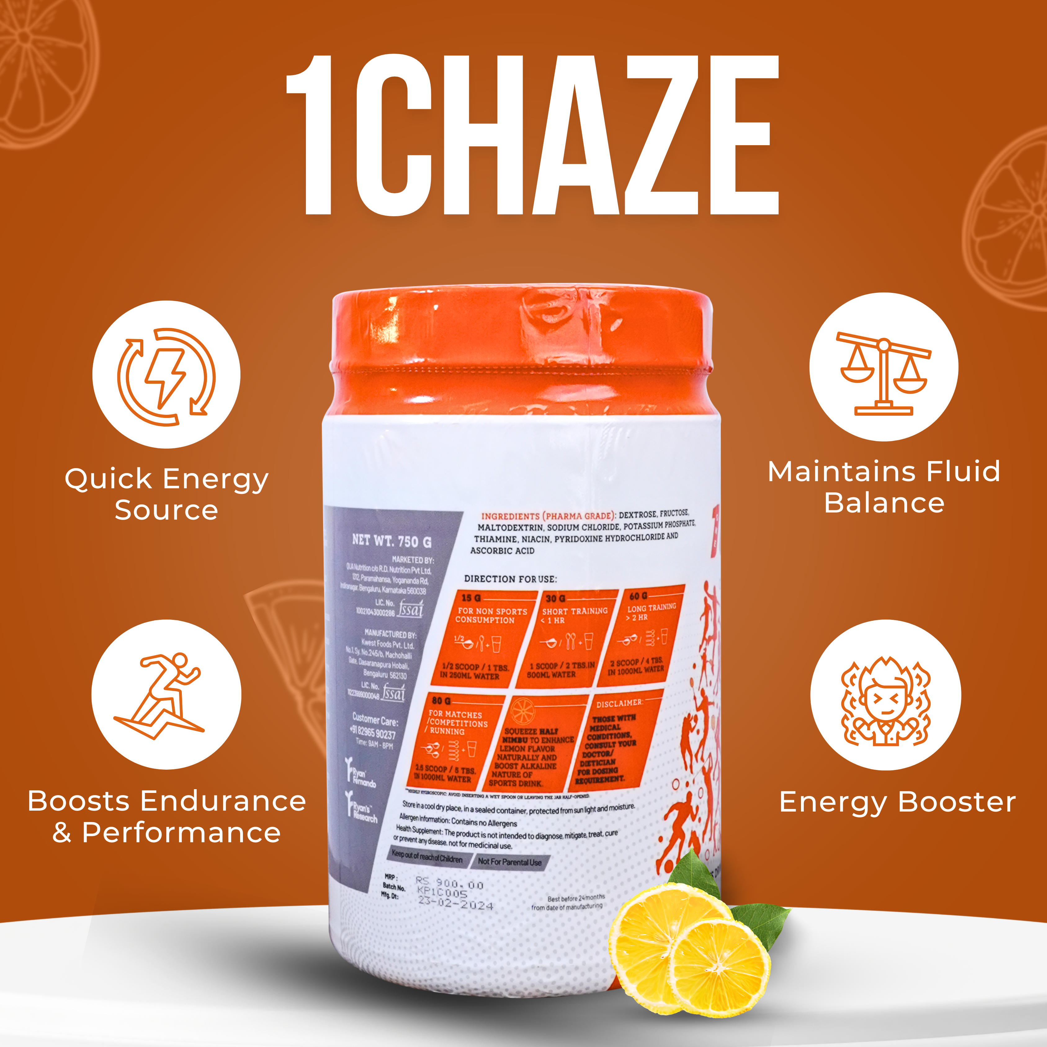 1CHAZE Isotonic Sports Drink 750gm
